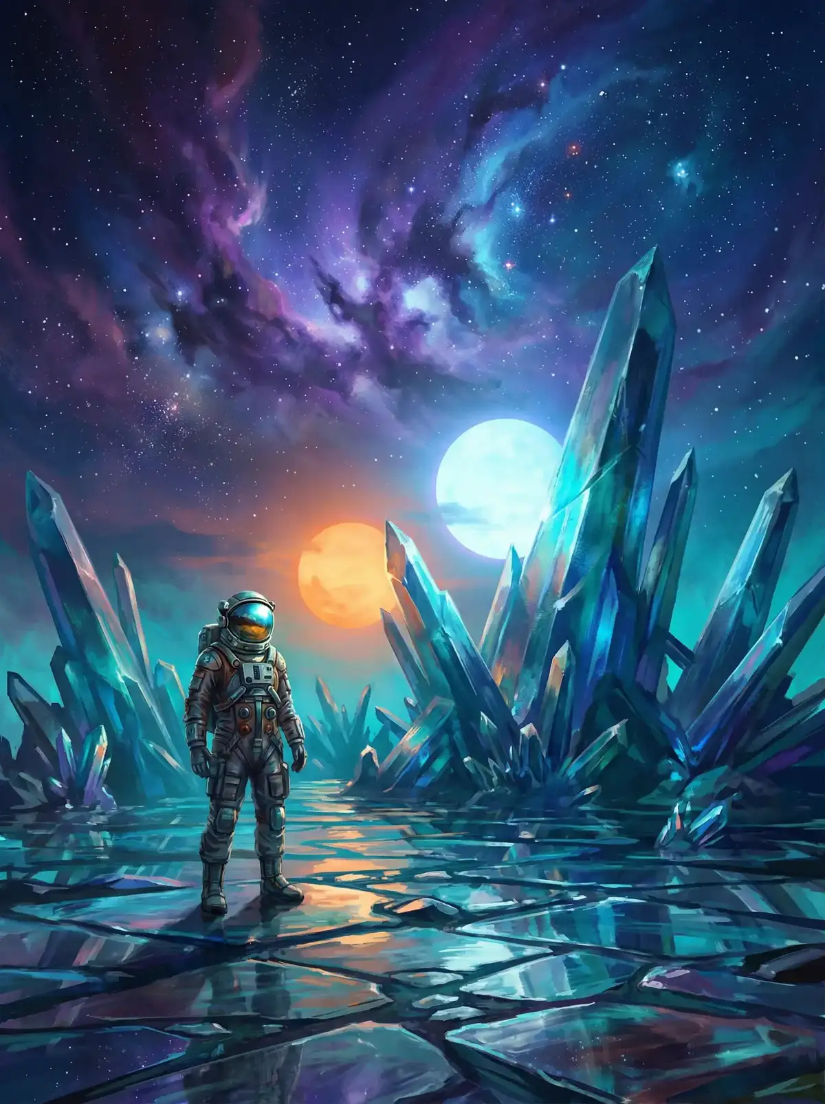 草榴视频 - 异星探索者在结晶星球表面行走